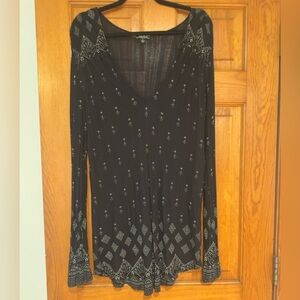 Lucky Brand Witchy Fall Patterned Tunic Dress Blouse
